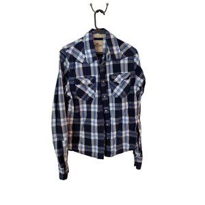 Pearl‎ Snap Hollister Surfer Cut Men's XL Long Sleeve Plaid Shirt